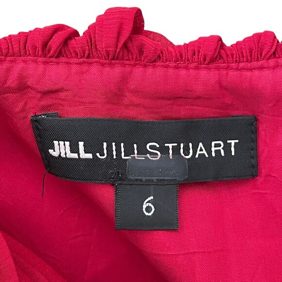 Jill Jill Stuart Carmine Red Ruffle Flutter Trim V-Neck A-Line Dress Size 6 - Picture 10 of 12